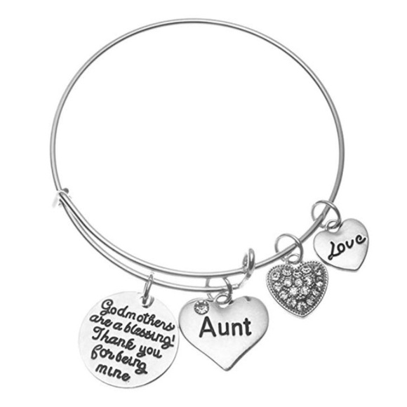 Aunt Godmother Charm Bangle Bracelet- Baptism - Picture 2 of 4